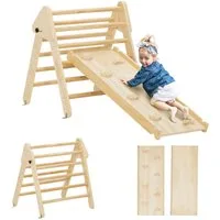 AIYAPLAY Klettergerüst 2 in 1 Set mit Rutsche, aus Holz, (Kletterspielzeug, 2-St., Kletterdreieck zum Rutschen und Klettern), für Kinder 1,5-4 Jahre, Indoor, Naturholz