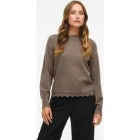 Vila Strickpullover VINIKOLINA O-NECK L/S KNIT TOP - NOOS Materialmix, regular fit