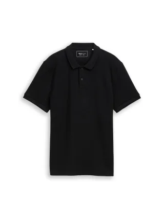 Denim Tom Tailor - Poloshirt mit Rippstruktur black - Gr. - XXL