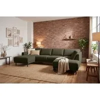 Home affaire Wohnlandschaft Sveeva, U-Form, XXL, B.310 cm, schwarze Metallfüße, langlebiger Webstoff, mit Wellenunterfederung, viele Farben