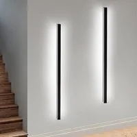 ZMH LED Wandleuchte Innen Wandlampe - 100CM Kaltweiß Schwarz Metall 32W Wohnzimmer Küche, ‎Wandmontage, LED fest integriert, 6500k, Energieeffizient Kein Flimmern für Flur Wohnzimmer
