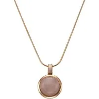 Zeeme Kette mit Anhänger 925 Sterling Silber rosé-vergoldet mit echtem Rosenquarz 12mm