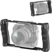 Neewer Kamerahalterung CA016 Videokamera Käfig Rig, mit Arca Basis, Doppelgriffen, (Packung, 3/8" ARRI Aufnahme 1/4" Gewinde, Kaltschuh, Stabilisator für DSLR/DSLM)