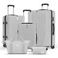 VALLSERO Trolleyset M-L-XL-Set, Gepäck mit Kosmetiktasche, Hartschalen-Koffer, 5-teiliges Set, hochfestes ABS-Gehäuse, 360° geräuschloses Rad