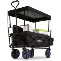 Arebos Bollerwagen ECO faltbar mit Dach, 70 kg Tragkraft für Garten, Camping & Ausflüge (schwarz), Maße 117 x 55 x 125 cm