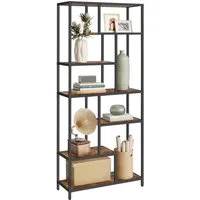 VASAGLE Bücherregal Sandregal, Ablagen aus Holzspan, Regal mit 6 Ablagen, 30 x 80 x 180 cm