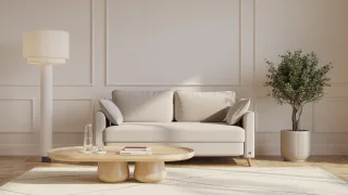 BRUNO Schlafsofa 160cm in Beige | Flow | stabiles Massivholz & Boxspringkomfort