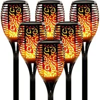Athlix LED Solarleuchte Gartenfackel LED Solar Fackel Solarleuchten Flammeneffekt, LED fest integriert, IP65 Wasserdicht, 8-10 Stunden Leuchtdauer, Automatischer Lichtsensor