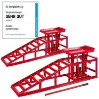 Arebos Auffahrrampe 2x mit hydraulischem Wagenheber, XXL 245 mm Auffahrbreite (2er Set), mit Sicherheits-/ Überdruckventil, Höhenverstellbar