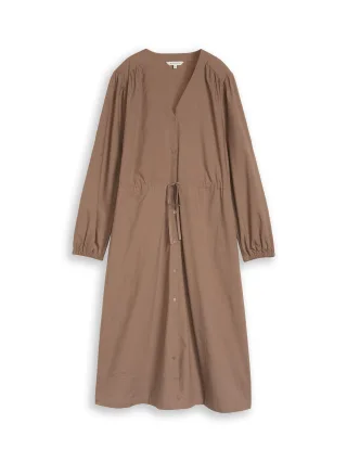 Tom Tailor - Midi-Blusenkleid aus Popeline taupe grey - Gr. - 42