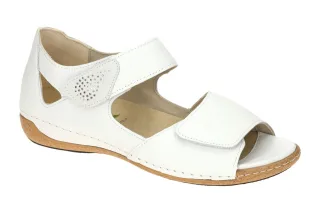 Waldl?ufer Damen Sandale 342H80 HELIETT Wei? OrthoTritt Klett PU Keilabsatz