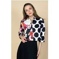 Passioni Blusenjacke mit Blumenprint und Punkte