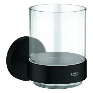 GROHE Glas Essentials 102256 mit Halter matte black, 1022562430 1022562430