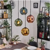 hofstein Hängeleuchte Hängelampe aus Metall/Glas in Schwarz/Blau/Grün/Gold/Kupfer, Hängeleuchte im modernen Retro/Vintage-Design (20 cm), 4 x E27