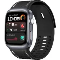 Wigento Smartwatch-Armband Für Huawei Watch D2 Hochwertiges Leder Hybrid Silikon Arm Band Schwarz, Hybrid-Material, verstellbar, stilvoll