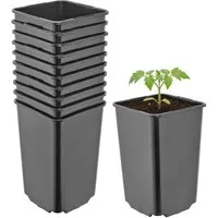Garronda Blumentopf Kunststoff hoch eckig mit Drainagelöchern für Garten GD-0201 (10 St., 10er Set)