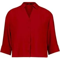 Zero Kurzarmbluse rot,Casual,Viskose,Unifarben,V-Ausschnitt,3/4 Arm,Casual Fit