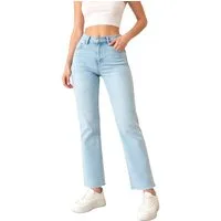 Ital-Design Ankle-Jeans Modische Hochbund-Jeans für Damen, vielseitig & bequem (91531141) Destroyed-Look Stretch Bootcut Jeans in Hellblau