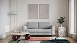BRUNO Schlafsofa 140cm in Silver Grey Grau | Klassik | stabiles Massivholz & Boxspringkomfort