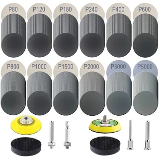 2-Inch Hook & Loop Sandpaper Carbonized Silicon 80-5000 Grit 240Pcs Grinding Polishing Kit for Wood Metal Auto Surface P