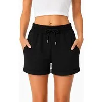 Smith & Solo Sweatshorts Kurze Hose Damen Shorts (1-tlg) Basic, Lycra, umschlagene Beinsaum