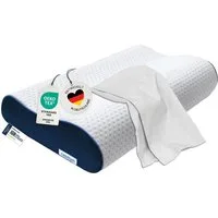 casimum Nackenstützkissen Orthopädisches Nackenkissen ERGO VARIO, 60x30cm, höhenverstellbar, Füllung: Memory Foam (Memory Schaum), Bezug: Weiß, Seitenschläfer, Rückenschläfer, ergonomisches Nackenkissen, orthopädisches Kissen
