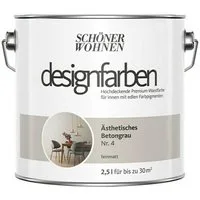 SCHÖNER WOHNEN FARBE Wand- und Deckenfarbe Ästhetisches Betongrau Nr. 4, Tropf- und spritzgehemmt, Konservierungsmittelfrei