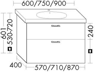 Burgbad Waschtischunterschrank System 30 Preisgruppe 2 Echo 601x710x400 Eisblau Softmatt WYJO071F3962