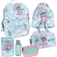 PASO Schulrucksack Mega Schulset - Lilo & Stitch Disney (Schulset, 6-tlg), Schulranzen-Set Für Jungen & Mädchen Klasse 1–4