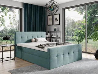 Boxspringbett Schlafzimmerbett OWEN 200x200cm Stoff Türkis