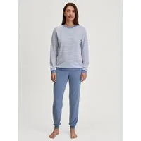 CALIDA Schlafanzug Soft Dreams (2 tlg) Ringel-Design, warm, weich, Frottee-Qualität, Cotton-Mix