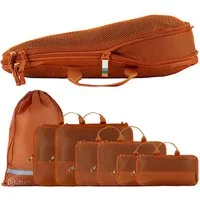 TRAVEL DUDE Kofferorganizer, Packing Cubes aus recycelten Plastikflaschen (ultraleichte Packwürfel, 7-tlg., Packing Cubes für Rucksack und Koffer, Packtaschen), mit Kompression und einem Nassfach