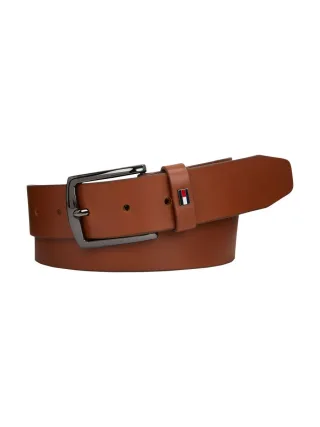 Tommy Hilfiger - Denton Ledergürtel mit Flag aus Emaille braun - Gr. - 85