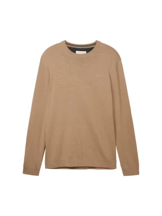 Tom Tailor - Strickpullover aus Baumwolle hazel brown melange - Gr. - L