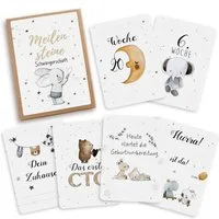 Pipapier Grußkarten Meilensteinkarten Meilensteine Schwangerschaft, Geschenk Schwangere, Handgemalte Illustrationen