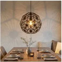 EGLO Pendelleuchte, Leuchtmittel nicht inklusive, Design Pendelleuchte Stahl schwarz E27 Hängelampe Fünfecke H 150 cm