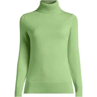Merino-Rollkragenpullover, Damen,  Grün, Wolle, by Lands' End