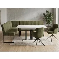 Endo-Moebel Eckbankgruppe Eckbankgruppe Esstisch ausziehbar 2 Stühle Eckbank Farbauswahl Set, (Eckbankgruppe, Eckbankgruppe inklusive Eckbank, Tisch und 2 Drehstühlen), Chenille 310 g/m², 360° Drehstühle, Auto-Return, Synchronauszug