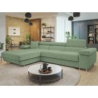 MIRJAN24 Ecksofa Torezio Mini Cord, mit Bettkasten und Schlaffunktion, Einstellbare Kopfstützen, 280x170x70-90 cm