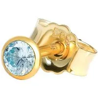 NKlaus Single-Ohrstecker Einzeln Ohrstecker Echt Blautopas 585 Gelbgold 14 (Einzel - 1 Stück)