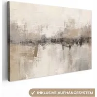 OneMillionCanvasses® Leinwandbild Moderne Kunst - Abstrakt - Beige, Fotodruck (1 St), Leinwand Bilder Klein, Wand Dekoration Aesthetic 30x20 cm
