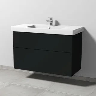 Sanipa 3way Waschtischunterbau zu Villeroy & Boch Subway 2.0 Waschtisch mit 2 Auszügen, Vulkan-Matt SP6151V