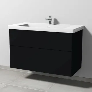 Sanipa 3way Waschtischunterbau zu Villeroy & Boch Subway 3.0 Waschtisch mit 2 Auszügen, Schwarz-Matt SF84908