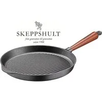 Skeppshult Grillpfanne Skeppshult Gusseisen Grillpfanne Ø 28 cm mit Walnussholzgriff