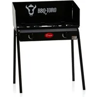 BBQ-Toro Gaskocher Gas Grilltisch mit Windschutz, Gusseisen Gaskocher 2 Brenner, 12kw