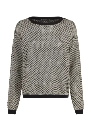 Marc Aurel - Pullover in Glanz-Netzoptik light taupe - Gr. - 38