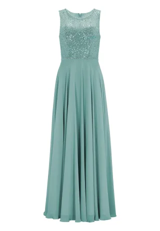 SWING - Abendkleid aus Materialmix turqouise blue - Gr. - 38
