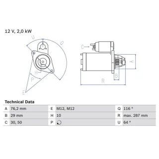 Bosch Anlasser 2,0 kW Audi A4 A6 A8 Skoda Superb VW Passat 0986018020