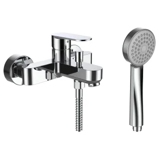 LAUFEN Wannenarmatur Aufputz NEJA mit Zubehör Kunststoffschlauch 1500 mm Handbrause MyCity100 chrom H3215170041311
