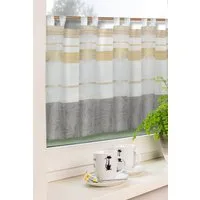 EXPERIENCE Scheibengardine Scheibengardine Bistrogardine Küchengardine 4000 Weiß Grau Gelb 50x140 cm mit 10 Schlaufen Jacquard (1 St), Schlaufen, halbtransparent, Jacquard, Jacquardmuster